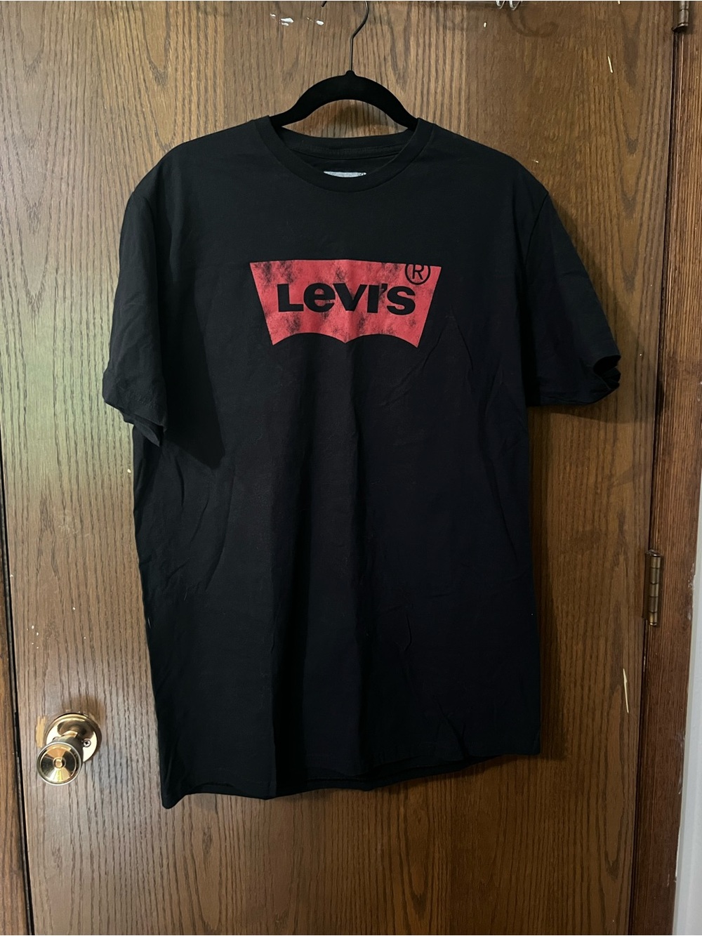 Levi's Black Tee with Red Batwing Logo